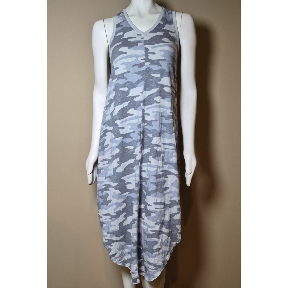 Z Supply Grey Camo V-Neck Sleeveless Midi Dress High Low Hem Small ZD201557S
